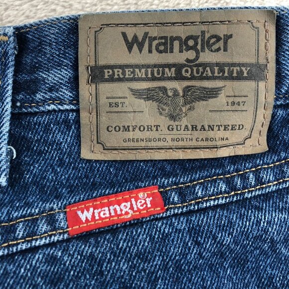 Wrangler Mens Jeans 38x30 Regular Fit Straight Leg Blue Denim Classic Casual - Picture 10 of 14